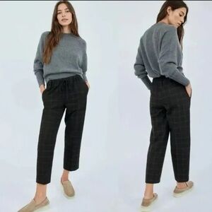 The Group Babaton Jimmy Pant Mid Rise Twill Trousers Black Fine Grid Size XS